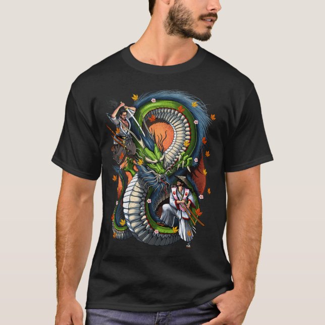Camiseta Samurai do Dragão Japonês (Frente)