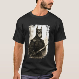 Camiseta Samurai Doberman Pinscher Cão Guerreiro Ninja. Jap