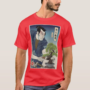 Camiseta Samurai e Bonsai Tree Ukiyoe, Guerreiro Japonês Lo