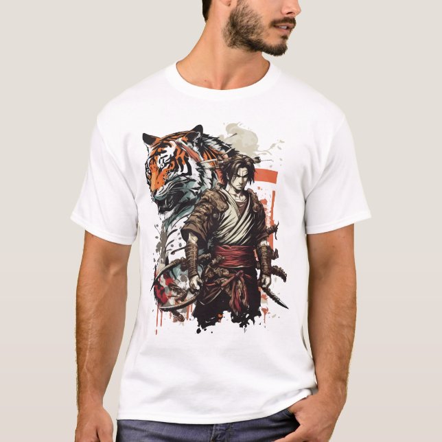 Camiseta Samurai e o tigre - A união perfeita entre (Frente)