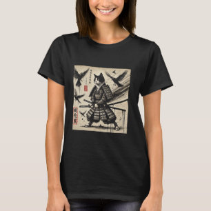 Camiseta Samurai Feline Ink Art Japonês Design estético