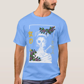 Camiseta Samurai Floral Warrior Floral Flower Woman retro