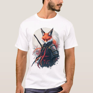 Camiseta Samurai Fox Warrior Japonês Ninja Fox Kawaii T-Sh