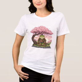 Camiseta Samurai Frog Meditating Cute Funny White Womens