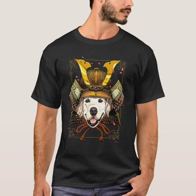 Camiseta Samurai Golden Retriever Dog  Japanese Warrior Bus (Frente)