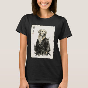 Camiseta Samurai Golden Retriever Katana Arte Japonês Tinta