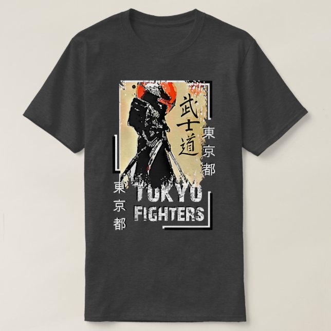 Camiseta Samurai Guerreiro do Japão Vestuário do estilo Tóq (Frente do Design)