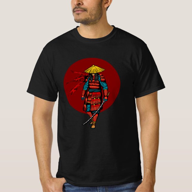 Camiseta Samurai Guerreiro do Pôr do Sol com Katana (Frente)