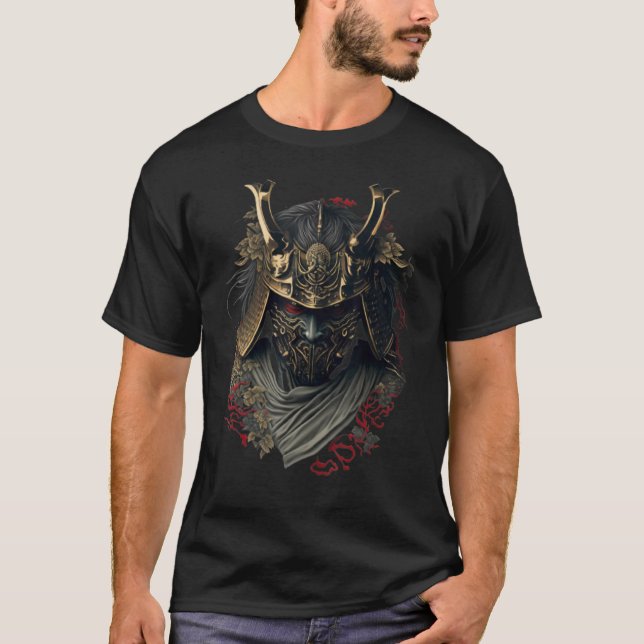Camiseta Samurai Helmet Warrior Bushido Oni Mask Japonês C (Frente)