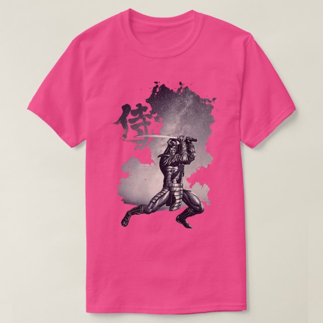 Camiseta Samurai Japonês Bushido Warrior, Katana Sword Ret (Frente do Design)