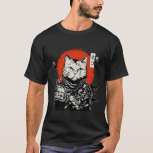 Camiseta Samurai Japonês Cat Bushido Warrior Katana Sword