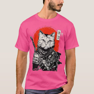Camiseta Samurai Japonês Cat Bushido Warrior, Katana Sword