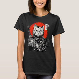 Camiseta Samurai Japonês Cat Bushido Warrior Katana Sword