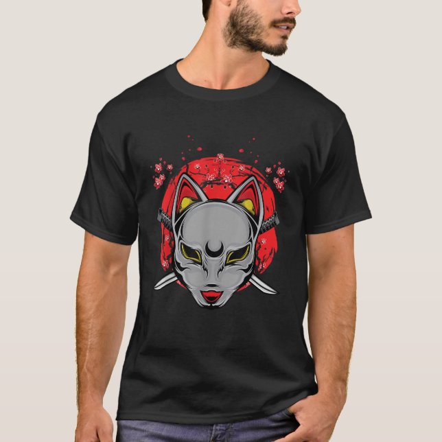 Camiseta Samurai japonês Cat Ninja Sinobi Espadas Katana Ke (Frente)