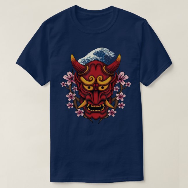 Camiseta Samurai Japonês e Caracteres I Oni Mask  (Frente do Design)