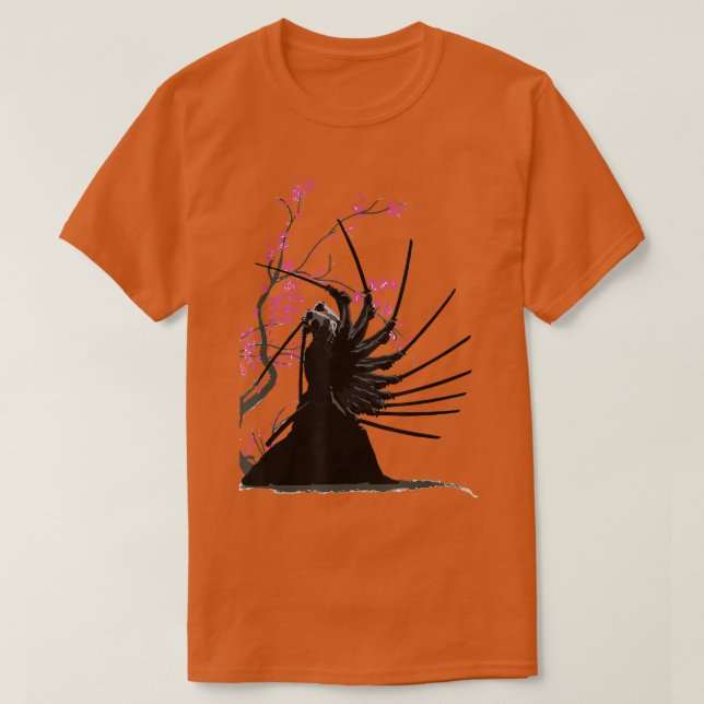Camiseta Samurai japonês e Vintage Sakura Cherry Blossom (Frente do Design)