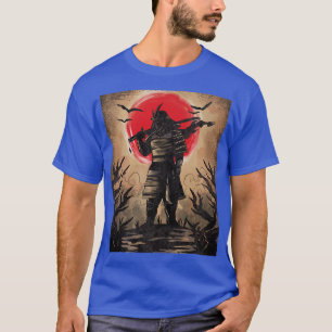Camiseta Samurai japonês em Armor com Katana - sol vermelho