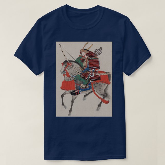 Camiseta Samurai japonês em Horseback (Frente do Design)