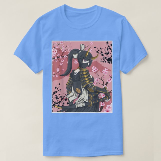 Camiseta Samurai Japonês Guerreiros com Flor Sakura (Frente do Design)