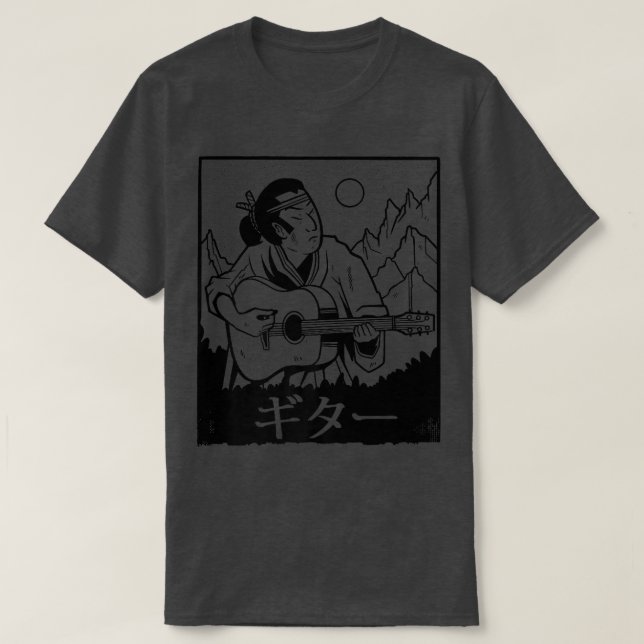 Camiseta Samurai Japonês Tocando Violão Código Bushido Warr (Frente do Design)