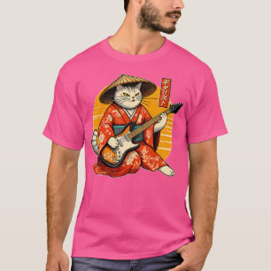 Camiseta Samurai Japonês Tocando Violão Elétrico