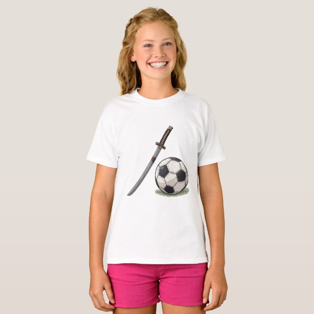 Camiseta Samurai Katana and Soccer Ball - Japan (Frente Completa)