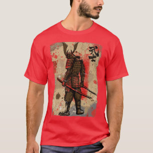 Camiseta Samurai Katana - Caligrafia japonesa - Retro P