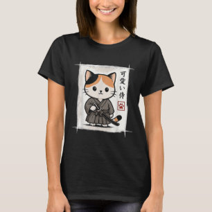 Camiseta Samurai Kitten Anime Japonês Kawaii Gatos Engraçad