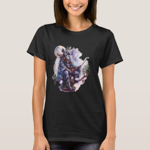 Camiseta Samurai Lemur Moon Japonês Trabalho de arte Japane