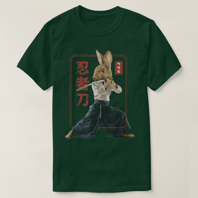 Camiseta Samurai Ninja Bunny Rabbit Kawaii Tattoo (Frente do Design)