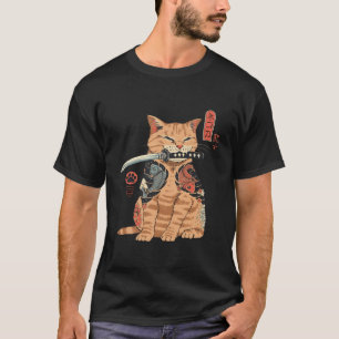 Camiseta Samurai Ninja Cat Kawaii Tattoo Graphic
