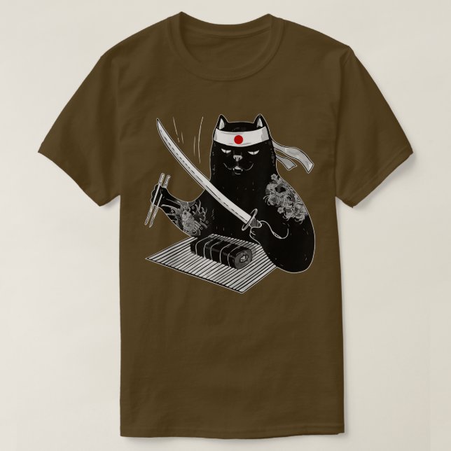 Camiseta Samurai Ninja Cat Kawaii Tattoo Men Women (Frente do Design)