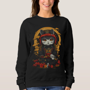 Camiseta Samurai Ninja Cat Retro Tatuagem Gráfico 12