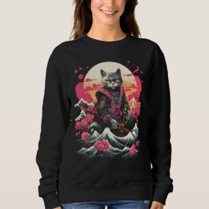 Camiseta Samurai Ninja Cat Retro Tatuagem Gráfico 17