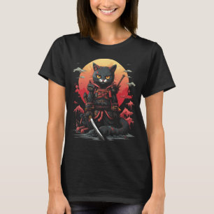 Camiseta Samurai Ninja Cat Retro Tatuagem Gráfico 22
