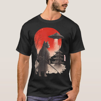 Camiseta Samurai Ninja Gato Guerreiro Ufo Anime Japonês
