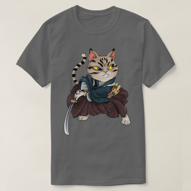 Camiseta Samurai Ninja Japonês Cat Kawaii Incrivel Neko (2 (Frente do Design)
