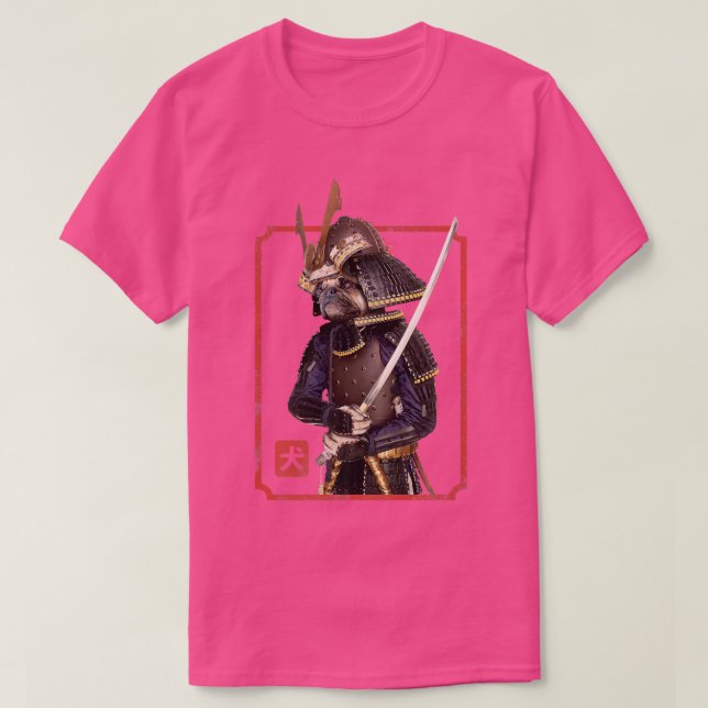 Camiseta Samurai Ninja Pug Dog Lover Kawaii Tattoo (Frente do Design)