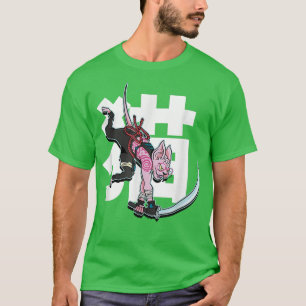 Camiseta Samurai Ninja Sphyn Cat Kawaii Tattoo Graphic