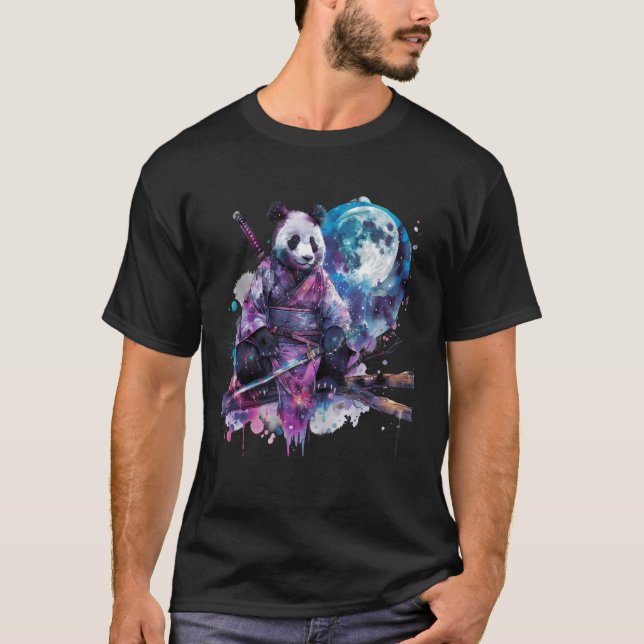 Camiseta Samurai Panda Bear Japonês Samurai Panda Watercol (Frente)