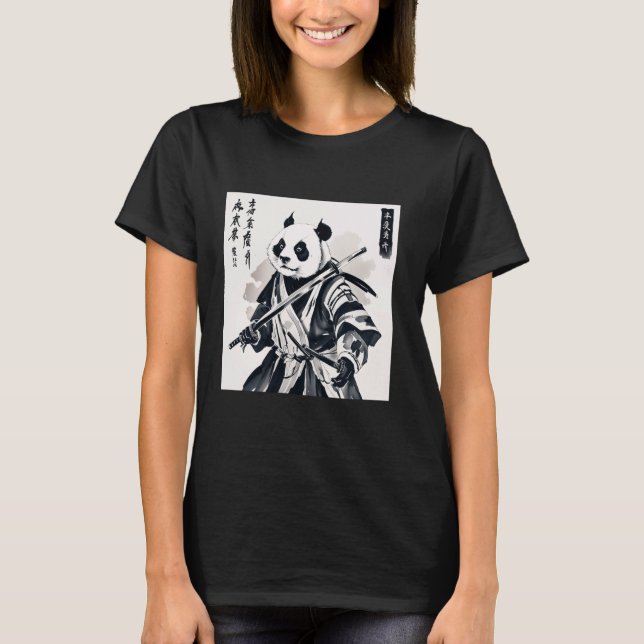 Camiseta samurai panda gráfico warrior tee japonês (Frente)
