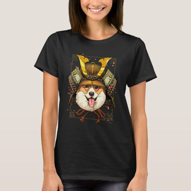 Camiseta Samurai Pembroke Welsh Corgi Dog Japanese Warrior  (Frente)