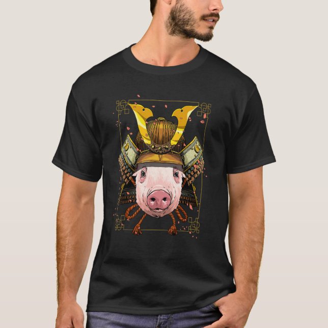 Camiseta Samurai Pig Farmer Japanese Warrior Bushido Japane (Frente)