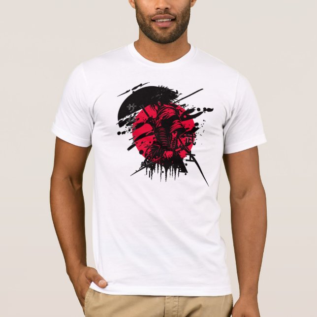 Camiseta samurai preto e vermelho (Frente)