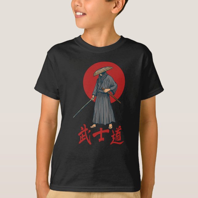 Camiseta Samurai Retrô com Katana - Japonês (Frente)