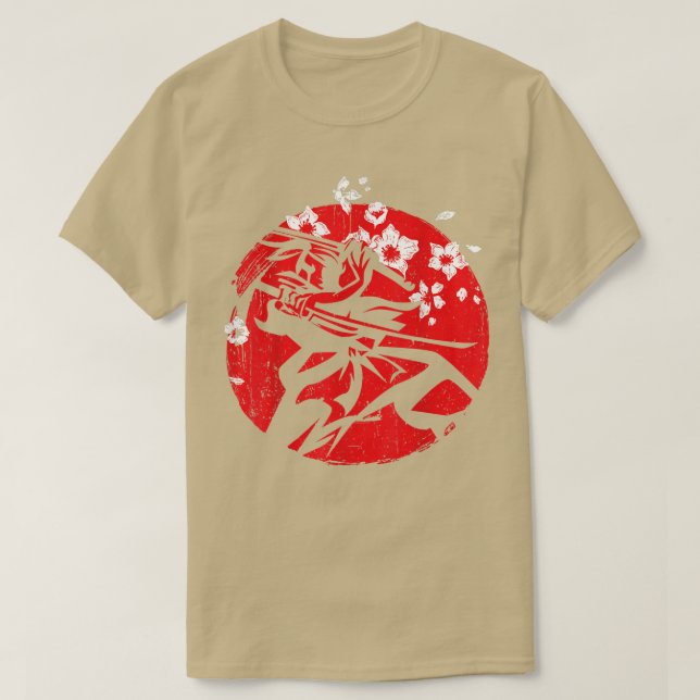 Camiseta Samurai Ronin Japonês Red Sun  (Frente do Design)