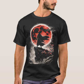 Camiseta Samurai Ronin na Lua Vermelha - Arte de Anime Japo