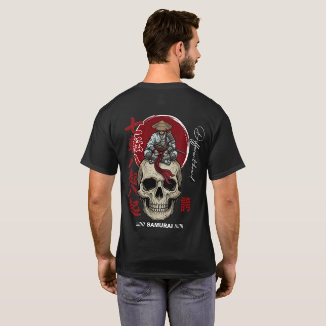 Camiseta Samurai Skull – Guerreiro Japonês Sombrio (Parte Traseira Completa)
