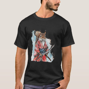 Camiseta Samurai Squirrel Trabalho de arte Samurai Japonês