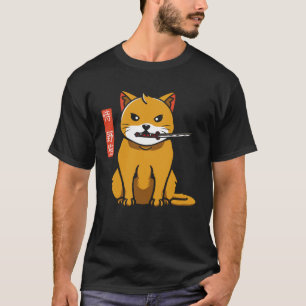 Camiseta Samurai Stray, inspirado japonês, gata catana